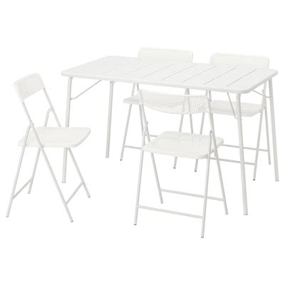 TORPARÖ table+4 folding chairs, outdoor, white/white, 130x74 cm (511 ...