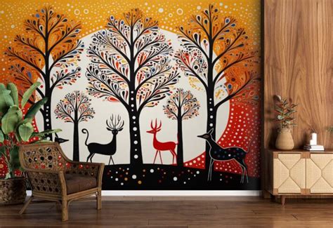 Buy Madhubani Wallpaper for Wall Online in India - Magic Decor