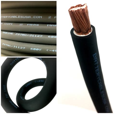 Battery Cable 2 AWG ( Size 2 Gauge ) Black - Copper Flexible Stranded ...