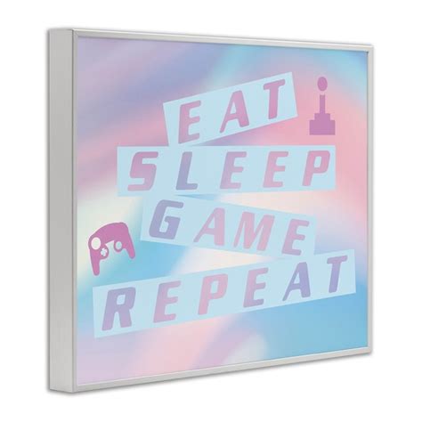 Stupell Industries Pastel Eat Sleep Game White Framed Giclee Art By ...