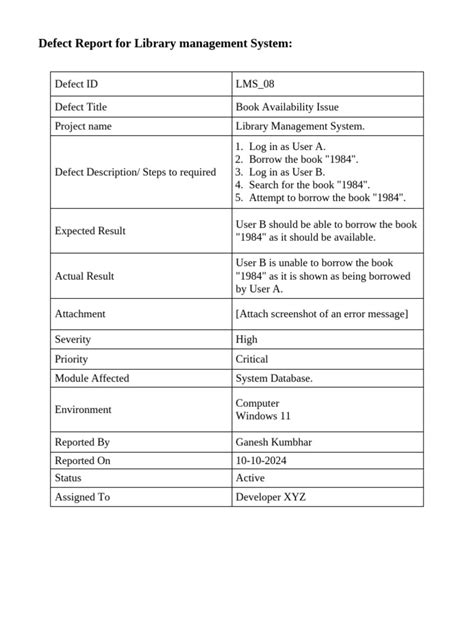 Defect Report Template Course 的图像结果