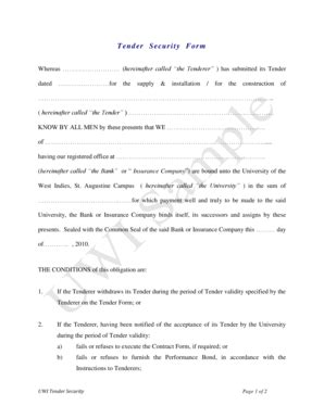 Fillable Online sta uwi Tender Security Form - UWI St. Augustine ...
