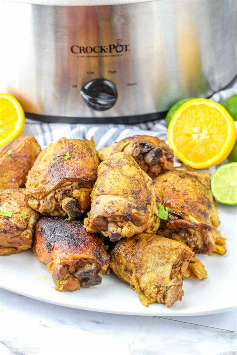Easy Slow Cooker Jerk Chicken Thighs