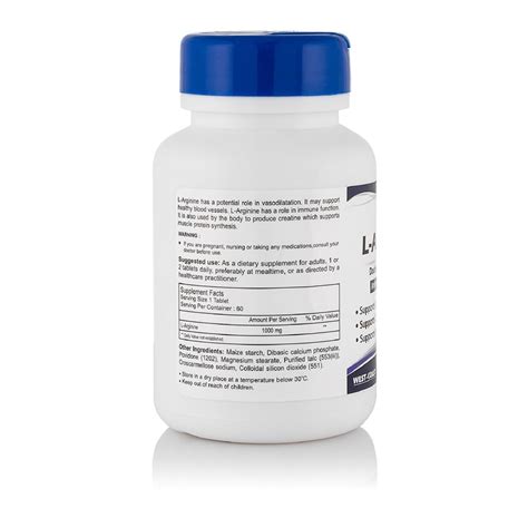 Healthvit L-Arginine 1000 mg Amino Acid Supplement, 60 Tablets Price ...