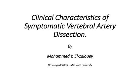 Clinical characteristics of symptomatic vertebral artery dissection | PPT