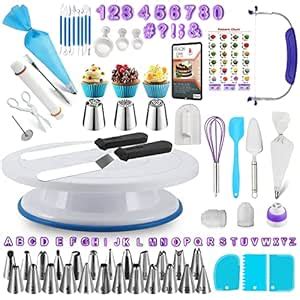 Buy 174 PCs Cake Decorating Supplies Kit for Beginners-1 Turntable ...