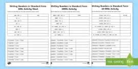 Writing Standard and Expanded Form 1000s Worksheet / Worksheet-Australia