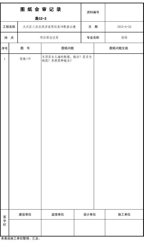 北京建筑资料表格(图纸会审记录)EXCEL版_word文档在线阅读与下载_文档网
