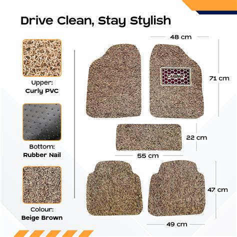 CARBINIC Anti Skid Car Mats - Universal Fit - For All Cars Curly/Noodl ...