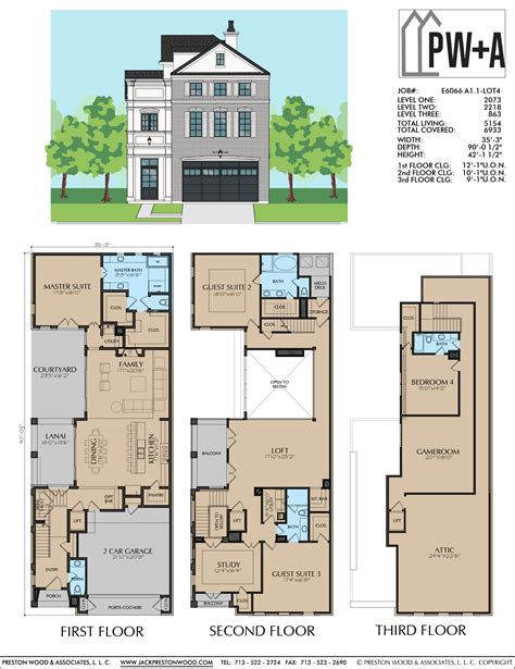 3 Story Luxury Home Floor Plan Archimple | 6 Bedroom House Plans For