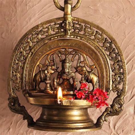Gaja Lakshmi Hanging Oil lamp in Brass-GRIH001OL – www.soosi.co.in