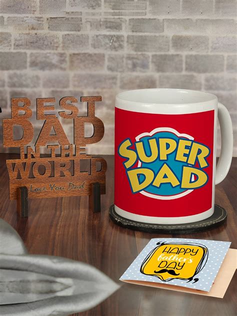 Buy | Red & Brown 3 Pieces Fathers Day Printed Home Gift Sets | Tied ...