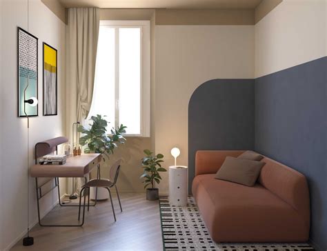 Before & After - A Remodeled Apartment Interior Uses Bold Colors In Its ...