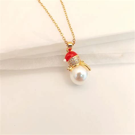 SS 1230 Snowman Christmas Zircon charm 18k gold plated ( 1 pc ) Anti t ...