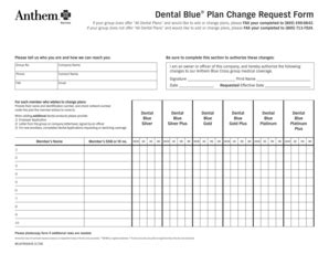 Fillable Online Dental Blue Plan Change Request Form - SuperAgent Fax ...