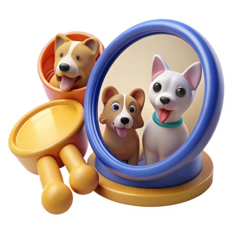Adorable Dogs in 3D Mirror Cute Puppy Reflections 56479343 PNG