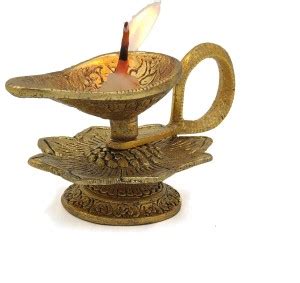 YaaYi Brass Aarti Diya for Puja & loban Oil lamp Temple Decor Brass ...