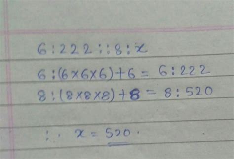6:222::8:x find x a)520 b)596 c)496 d)529 - Brainly.in