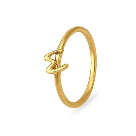 Letter M 14KT Yellow Gold Initial Ring