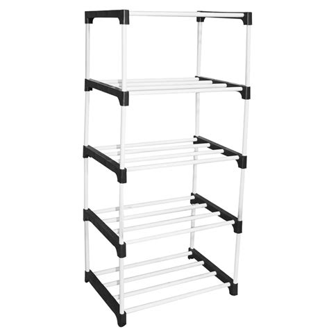 Vancefame Premium Heavy Duty Black 5 Layer Cloth Stand Wardrobe Storage ...