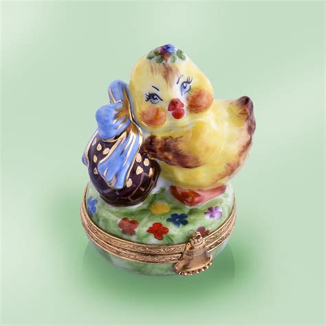 The Cottage Shop - Limoges Easter Chicken with Chocolate Egg Box