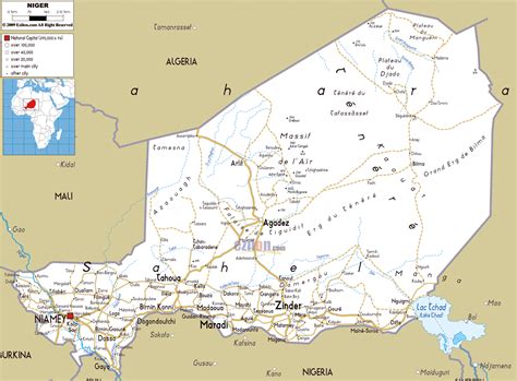 Large road map of Niger with cities and airports | Niger | Africa | Mapsland | Maps of the World