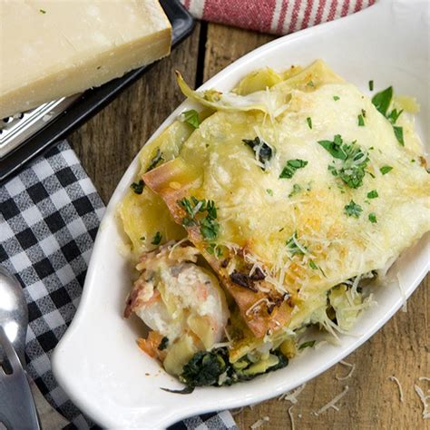 Artichoke Spinach and Shrimp Lasagna with Bacon