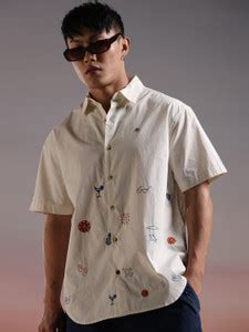 WROGN Men Printed Casual White Shirt - Buy WROGN Men Printed Casual ...