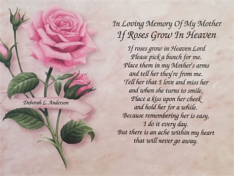 If Roses Grow In Heaven Personalized Poem In Loving Memory Of Your/in ...