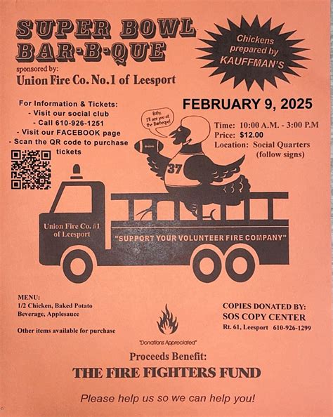 2025 Super Bowl BBQ , Leesport Fire Company Rental Hall, 9 February ...