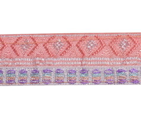 Sushila Vintage Peach Saree Border Indian Craft Sewing Trim Woven Lace