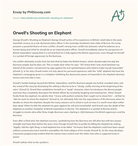 Orwell's Shooting an Elephant - PHDessay.com