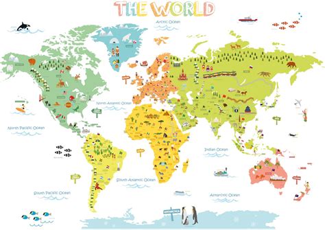 Printable map of the world for kids