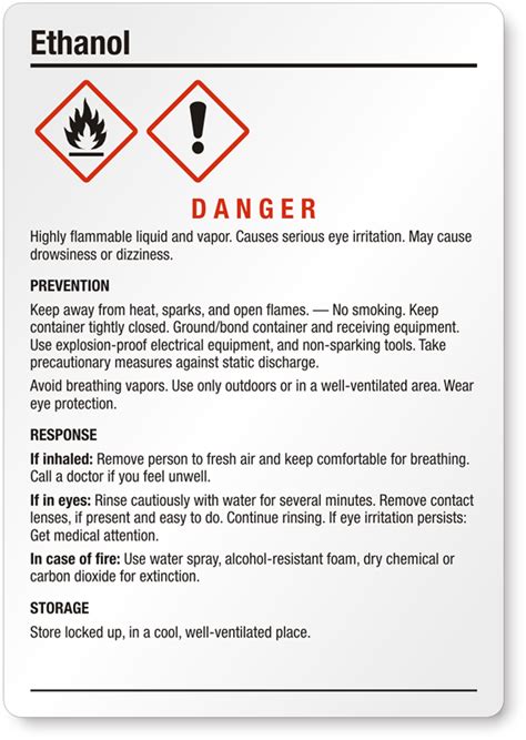 Medium GHS Ethanol Label, SKU: GHS-006-B