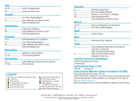 Jane A Hambric School - School District Instructional Calendar ...