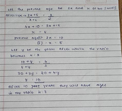 3 Date Page No. At present the ratio of the ages of two bro the ratio ...