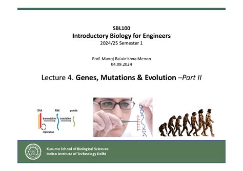 SBL100-Genes Mutation Evolution-lecture 5-04092024 - Kusuma School of ...