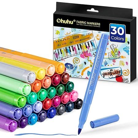sunacme Fabric Markers Pen,32 Colors Permanent Fabric Paint Pens Art ...