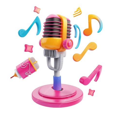 Colorful Pink And Yellow Microphone With Musical Notes Coffee, Colorful ...