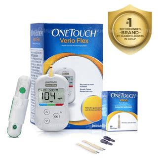 One Touch Verio Flex Glucometer 10 Test Strips Free Kit 1 - Uses, Side ...