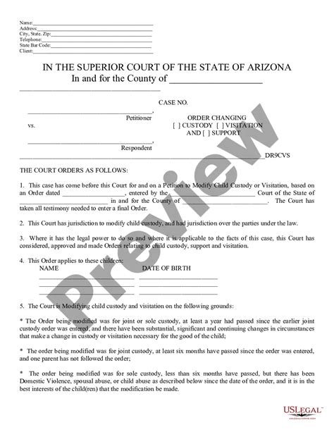 Arizona Order to Modify | US Legal Forms