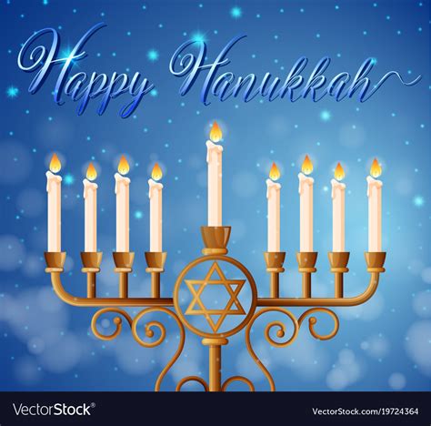 Happy hanukkah card template with candlelights Vector Image