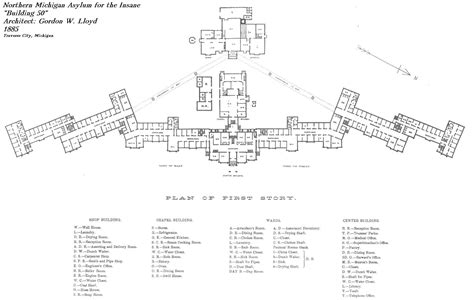 Northern Michigan Asylum for the Insane Building 50 First Floor Plan