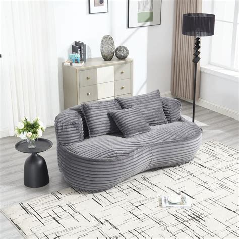 Corduroy Bean Bag Sofa - High-Back Foam Lounger Chair for Indoor ...