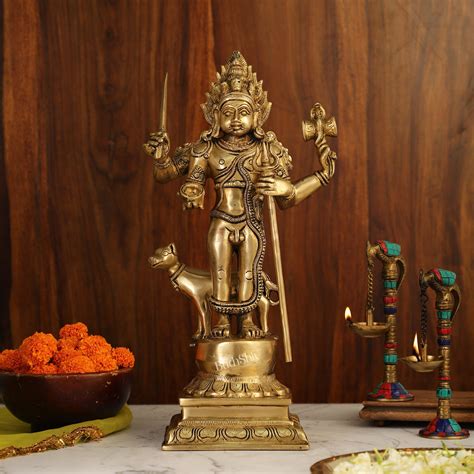 Buy Superfine Brass Kala Bhairava Statue with Vahana Dog 18 inch ...