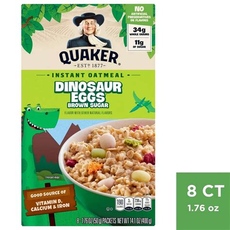 Quaker Instant Oatmeal Dinosaur Eggs Brown Sugar - 8ct - Walmart.com