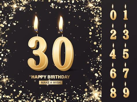 Banner de carte de vœux d'anniversaire vectoriel avec bougies réalistes ...