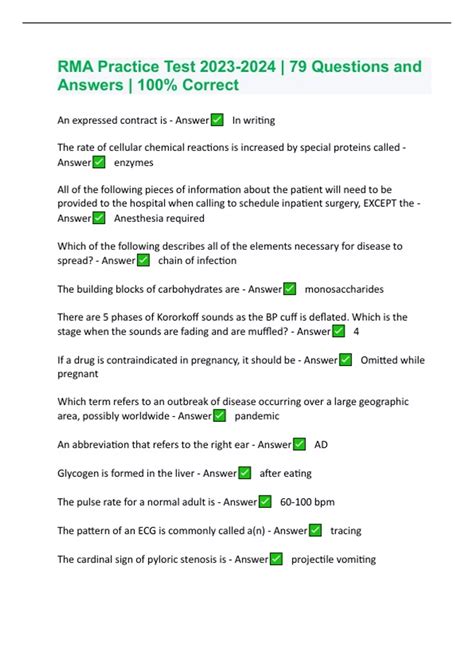RMA Practice Test | 79 Questions and Answers | 100% Correct - RMA ...