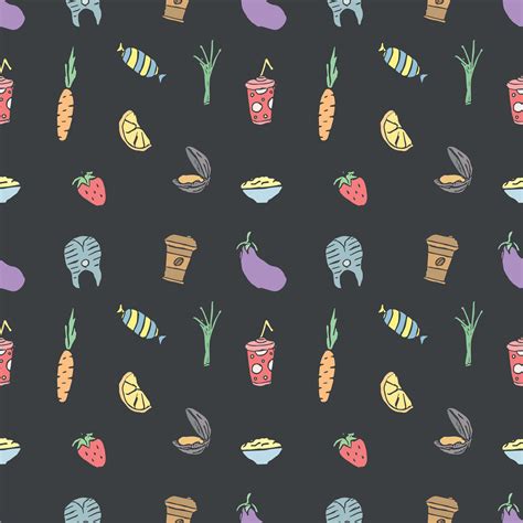 Seamless food pattern. Colored food background 26584610 Vector Art at ...