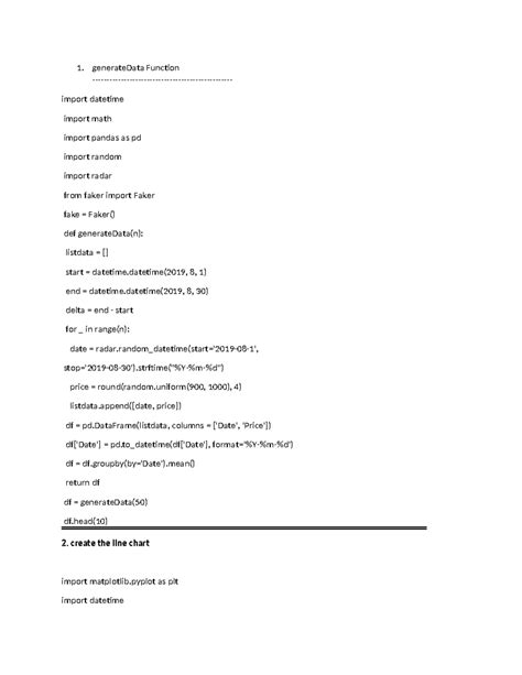 Pandas Matplotlib Code - generateData Function import datetime import ...